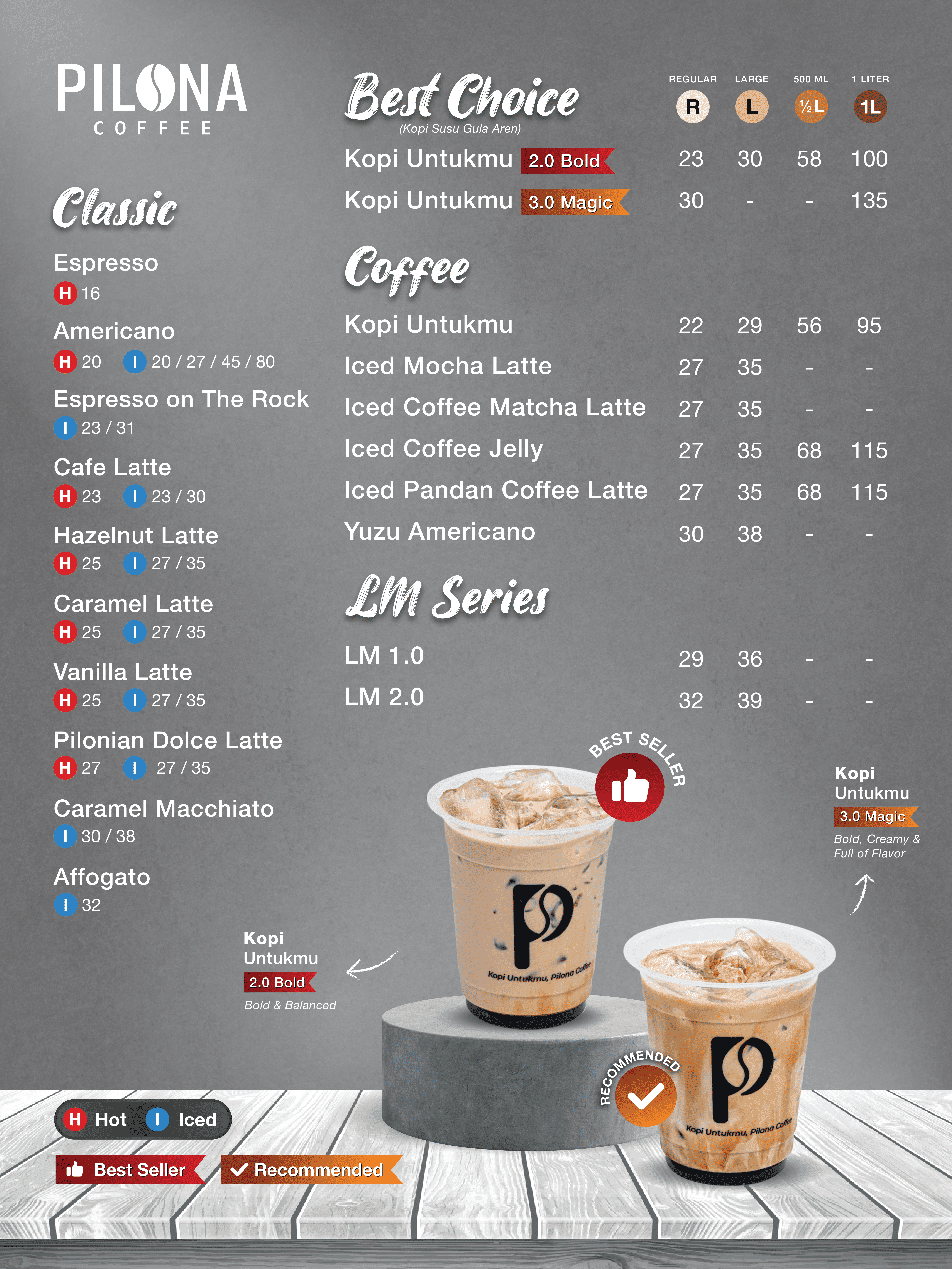 Pilona Coffee Menu - Classic & Coffee